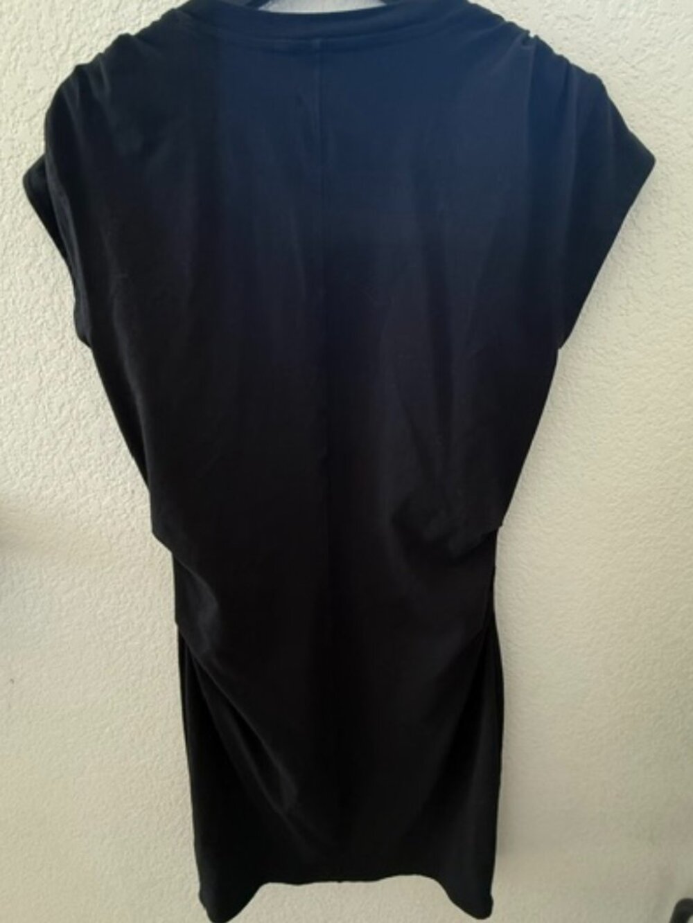 Athleta Topanga Black V-Neck Ruched Tee Dress (Medium) - Picture 2 of 3